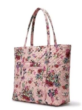 Vera Bradley Quilted Tote Bag Pink Floral Pattern 15" x 6" x 14" Excellent